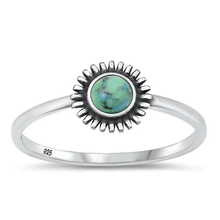 Load image into Gallery viewer, Sterling Silver Oxidized Genuine Turquoise Sun Ring