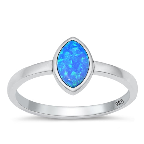 Sterling Silver Oxidized 9mm Blue Lab Opal Ring