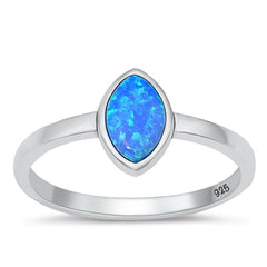 Sterling Silver Oxidized 9mm Blue Lab Opal Ring
