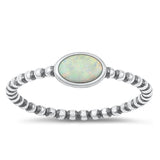 Sterling Silver Oxidized White Lab Opal Ring-5.2mm