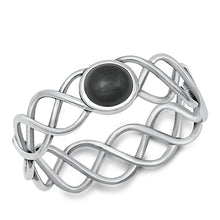 Load image into Gallery viewer, Sterling Silver Oxidized Black Agate Ring-6.2mm