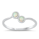 Sterling Silver Oxidized Double Round White Lab Opal Ring