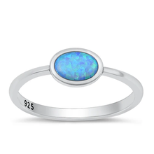 Load image into Gallery viewer, Sterling Silver Oxidized 6.1mm Blue Lab Opal Ring
