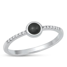 Load image into Gallery viewer, Sterling Silver Rhodium Plated Black Agate Ring