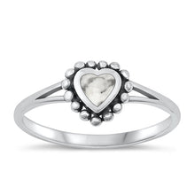 Load image into Gallery viewer, Sterling Silver Oxidized Heart White Buffalo Turquoise Ring