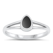 Load image into Gallery viewer, Sterling Silver Oxidized Drop Black Agate Stone Ring