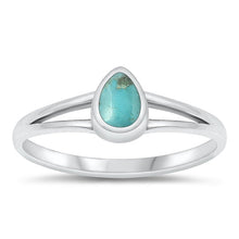 Load image into Gallery viewer, Sterling Silver Oxidized Drop Genuine Turquoise Stone Ring