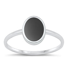 Load image into Gallery viewer, Sterling Silver High Polished Black Agate CZ Ring