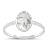 Sterling Silver Polished White Buffalo Turquoise Ring-9.6mm