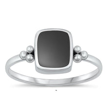 Load image into Gallery viewer, Sterling Silver Square Black Agate Ring