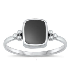 Sterling Silver Square Black Agate Ring