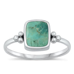 Sterling Silver Square Genuine Turquoise Ring