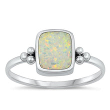 Load image into Gallery viewer, Sterling Silver Oxidized White Lab Opal Ring