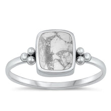 Load image into Gallery viewer, Sterling Silver Oxidized White Buffalo Turquoise Ring-9.6mm
