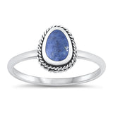Sterling Silver Oxidized Blue Lapis Ring