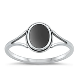 Sterling Silver Oxidized Oval Black Agate Stone Ring