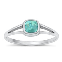 Load image into Gallery viewer, Sterling Silver Oxidized Square Genuine Turquoise Stone Ring