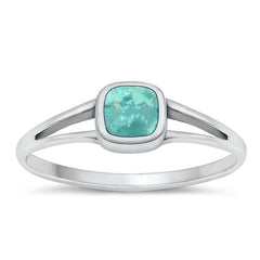 Sterling Silver Oxidized Square Genuine Turquoise Stone Ring