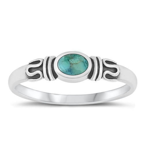 Sterling Silver Oxidized Genuine Turquoise Stone Ring