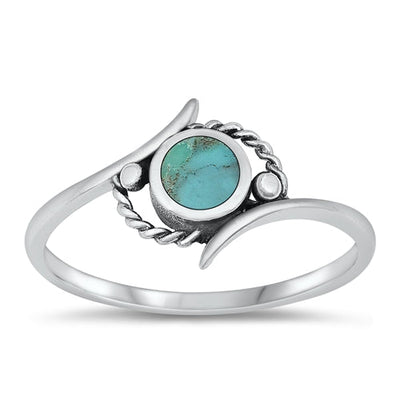 Sterling Silver Oxidized Genuine Turquoise Ring-10.2mm