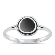 Load image into Gallery viewer, Sterling Silver Round Beaded Black Agate Ring