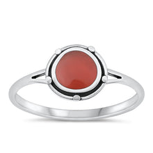 Load image into Gallery viewer, Sterling Silver Oxidized Round Red Agate Stone Ring