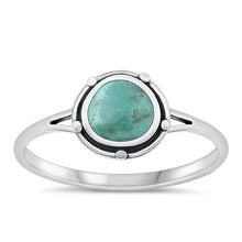 Load image into Gallery viewer, Sterling Silver Round Beaded Genuine Turquoise Ring