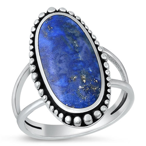 Sterling Silver Oxidized Blue Lapis Ring-27mm