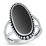 Sterling Silver Oxidized Black Agate Ring-27mm