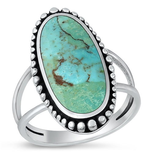 Sterling Silver Oxidized Genuine Turquoise Ring-27mm