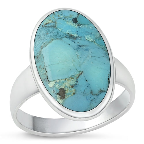 Sterling Silver Oxidized Genuine Turquoise Ring-24.2mm