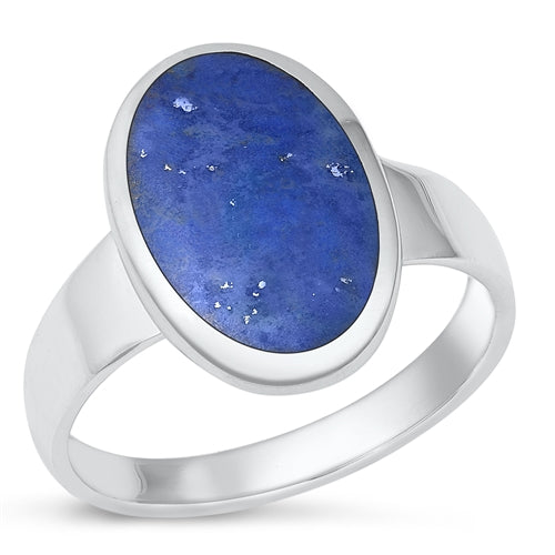 Sterling Silver Oxidized Blue Lapis Ring-18.7mm