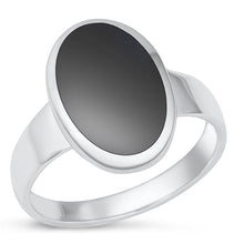 Load image into Gallery viewer, Sterling Silver Oxidized 18.7mm Oval Black Agate Ring