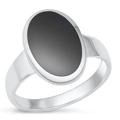Sterling Silver Oxidized 18.7mm Oval Black Agate Ring