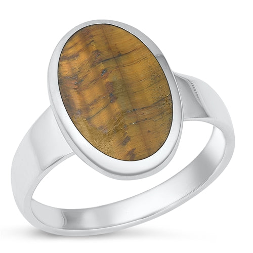 Sterling Silver Oxidized Tiger Eye Ring-18.7mm