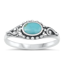 Load image into Gallery viewer, Sterling Silver Oxidized Oval Genuine Turquoise Stone Ring