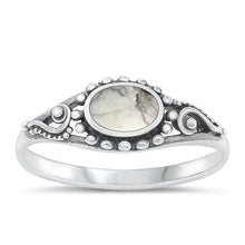 Load image into Gallery viewer, Sterling Silver Oxidized White Buffalo Turquoise Ring-7mm