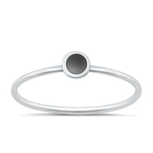 Load image into Gallery viewer, Sterling Silver Polished Mini Round Black Agate Ring