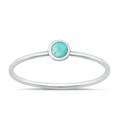 Sterling Silver Polished Genuine Turquoise Ring