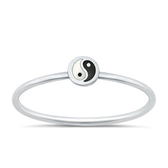 Sterling Silver Polished Mini Round Yin Yang Ring