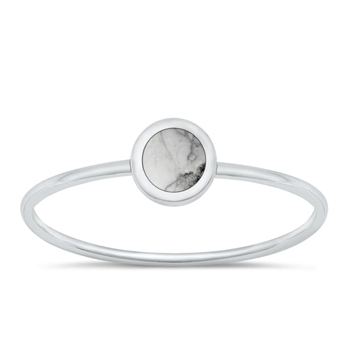 Sterling Silver Polished White Buffalo Turquoise Ring-4.8mm