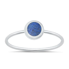 Load image into Gallery viewer, Sterling Silver Polished Round Blue Lapis Stone Ring