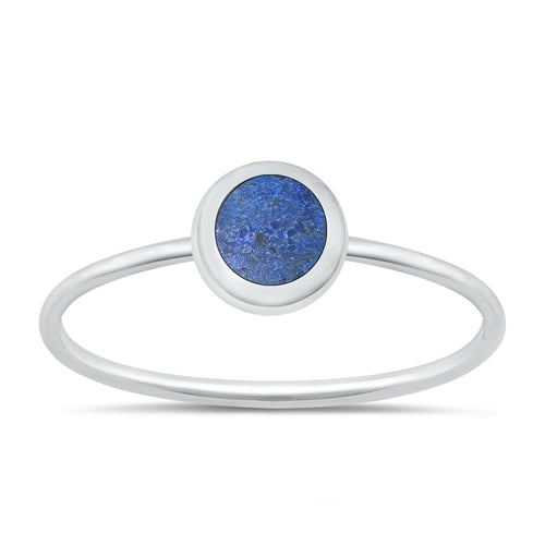 Sterling Silver Polished Round Blue Lapis Ring