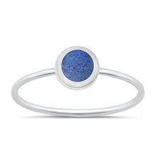 Load image into Gallery viewer, Sterling Silver Polished Round Blue Lapis Ring