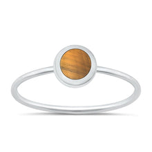 Load image into Gallery viewer, Sterling Silver Polished Round Tiger Eye Ring