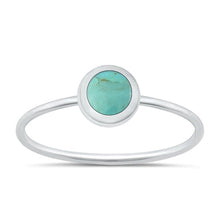 Load image into Gallery viewer, Sterling Silver Polished Round Genuine Turquoise Ring