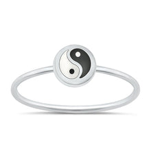 Load image into Gallery viewer, Sterling Silver Polished Round Yin Yang Stone Ring