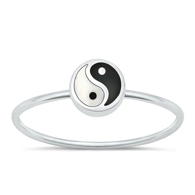 Sterling Silver Polished Round Yin Yang Ring