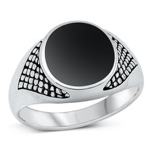 Load image into Gallery viewer, Sterling Silver Round Bead Black Agate Ring