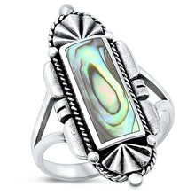 Load image into Gallery viewer, Sterling Silver Oxidized Abalone Shell Ring